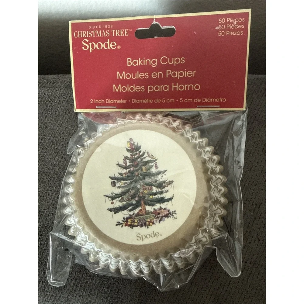 100 Spode CHRISTMAS TREE Cupcake Muffin Baking Cups Beige & Green (2 Packs)